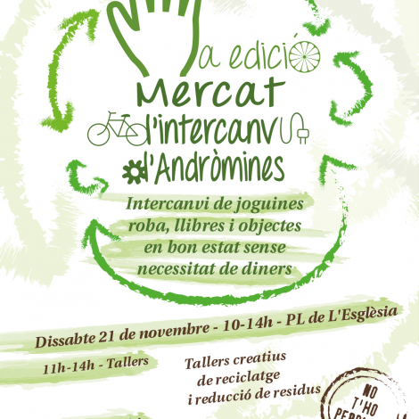 5è Mercat d’intercanvi Dissabte 21 de novembre, de 10 a 14 h